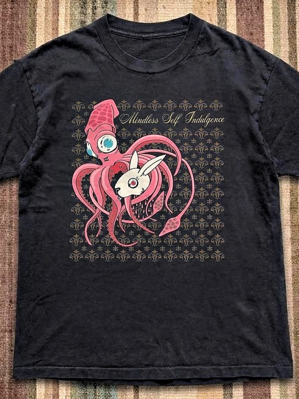 Black Mindless Self Indulgence Squid Bunny Graphic T-shirt